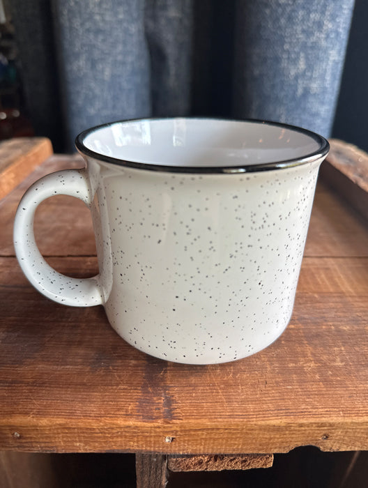 Owen's Fish Camp Speckled Mug - White/Red