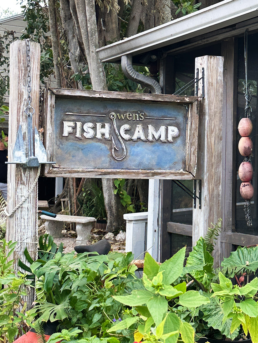 Owen's Fish Camp Sign Pocket Tee - Ivory