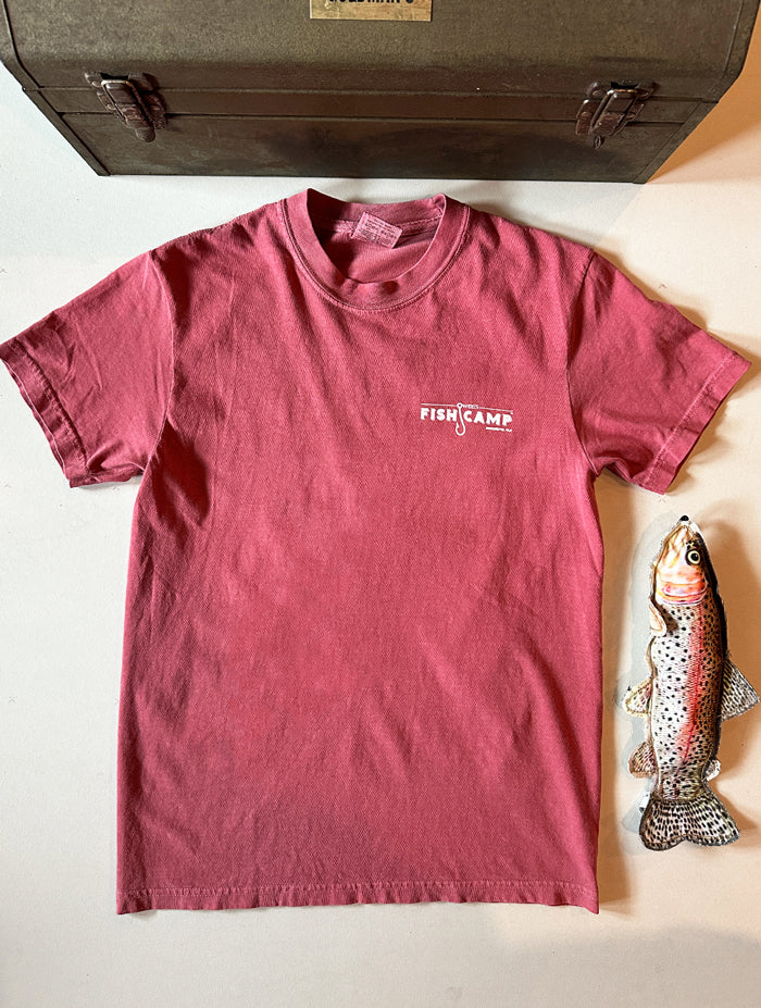Owen's Fish Camp Logo S/S Tate - Crimson