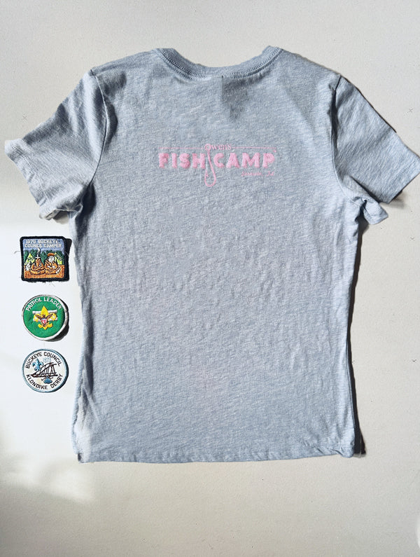 Happy Camper Women's Tee - Heather Blue/Pink