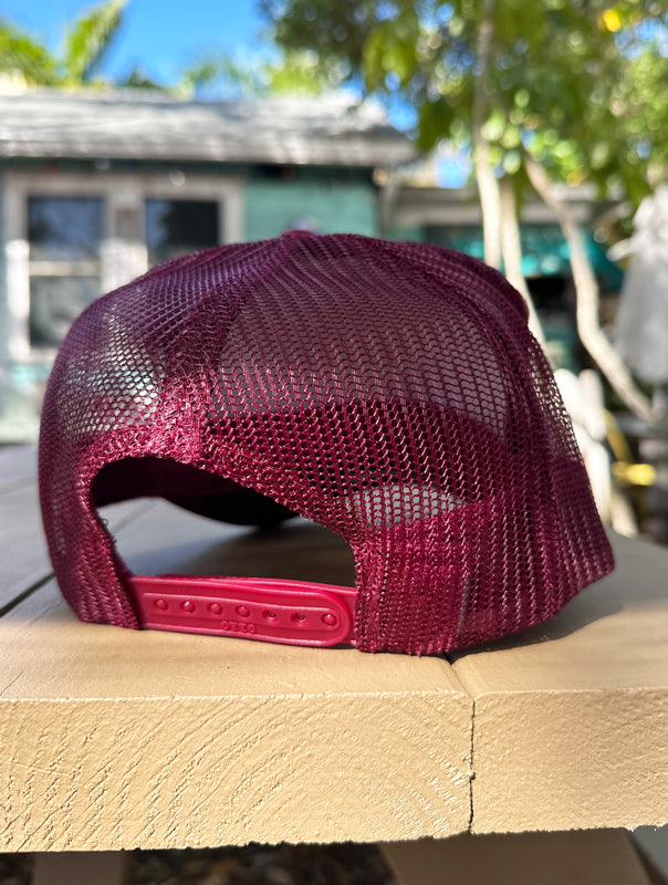 Ruth Trucker Hat - Maroon/Hot Pink