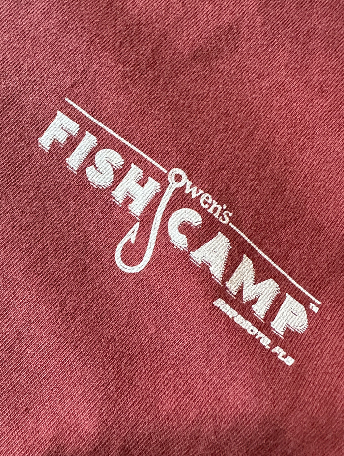 Owen's Fish Camp Logo S/S Tate - Crimson