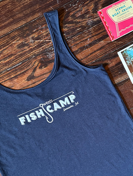 Owen's Fish Camp Women's Relaxed Tank - Navy