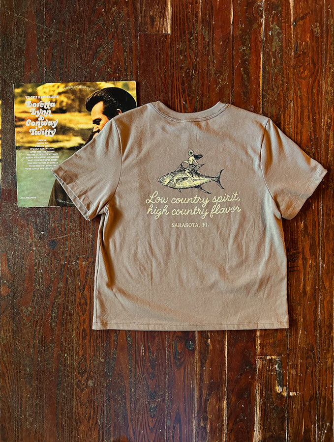 Ruth on Fish Low Country Women's Tee - Latte/Butter
