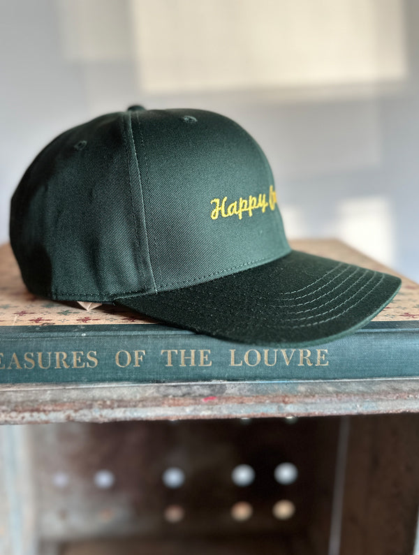 Happy Camper Hat - Deep Green/Yellow