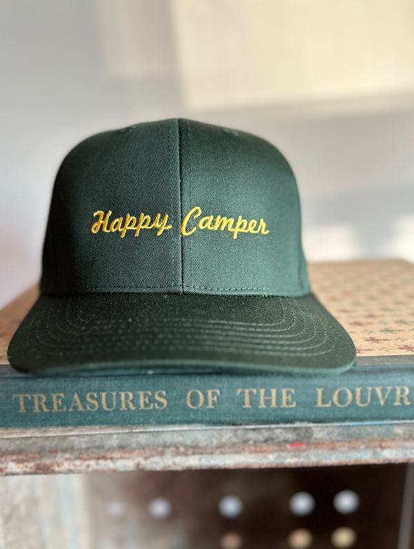 Happy Camper Hat - Deep Green/Yellow