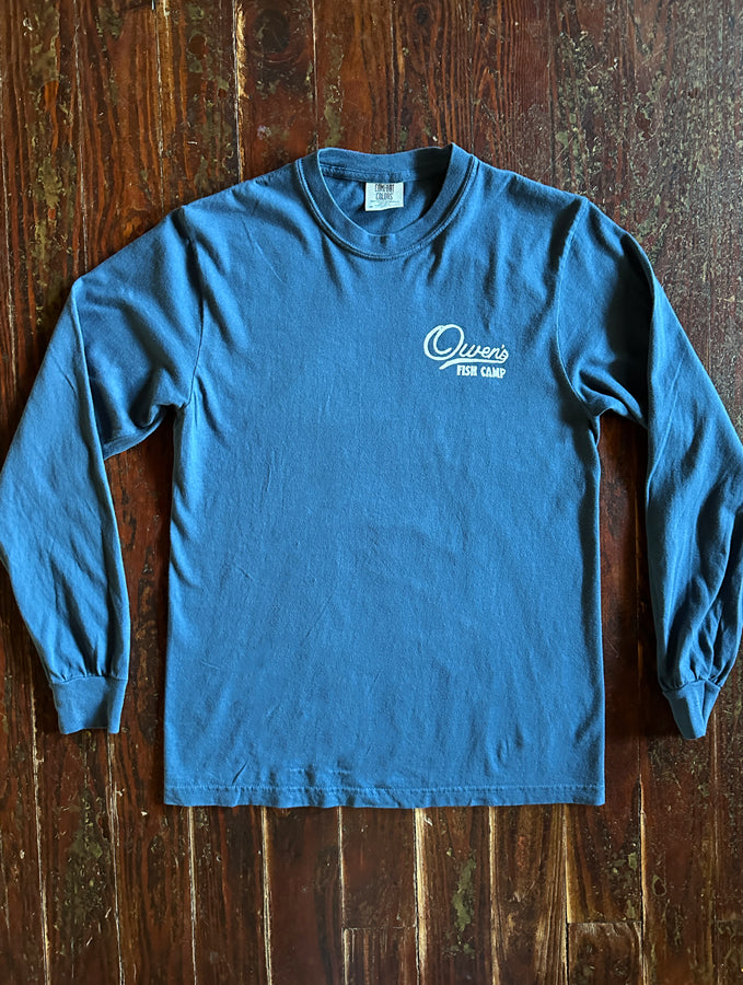 Owen's Fish Camp Neon Sign L/S Tee - Navy
