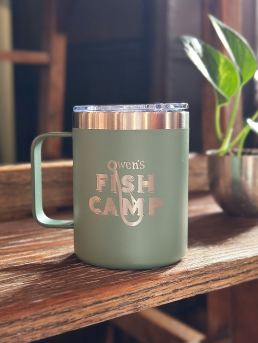 Owen's Fish Camp Tumbler Mug - Sage Leaf