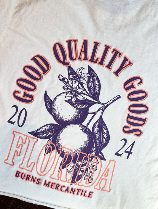 Good Quality Goods Puff Print Cropped- Peach/Plum