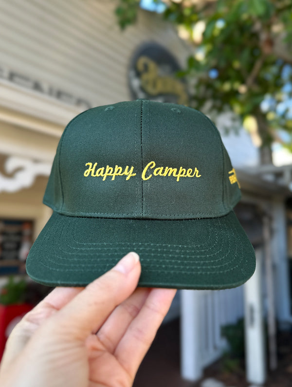 Happy Camper Hat - Deep Green/Yellow