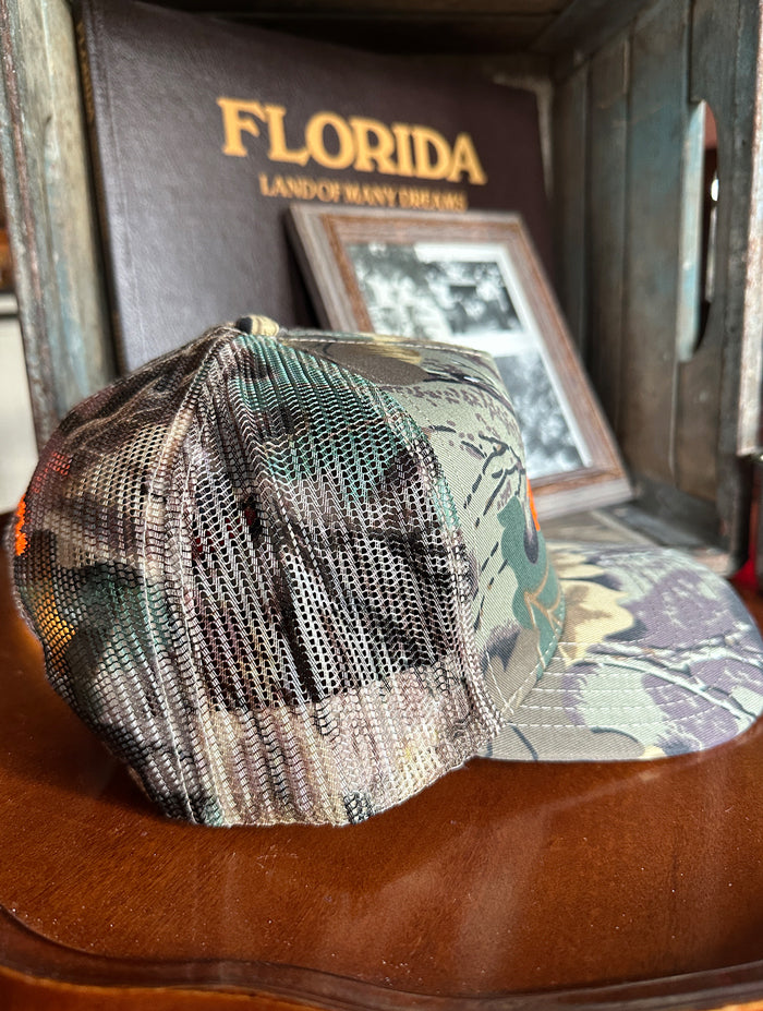 Owen's Fish Camp Camo Hat - Camo/Orange