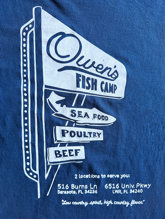 Owen's Fish Camp Neon Sign L/S Tee - Navy