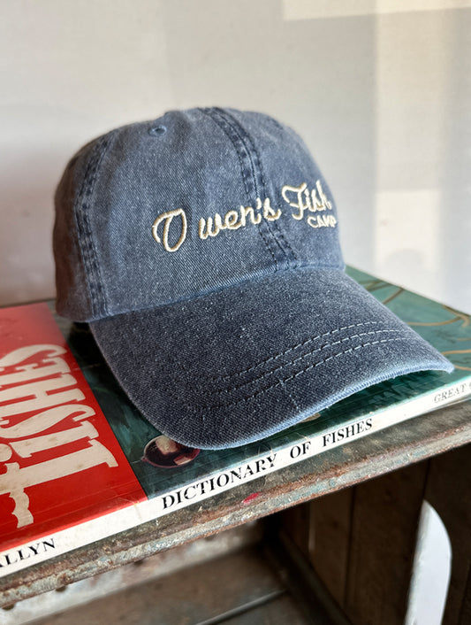 Owen's Fish Camp Script Dad Hat - Faded Blue