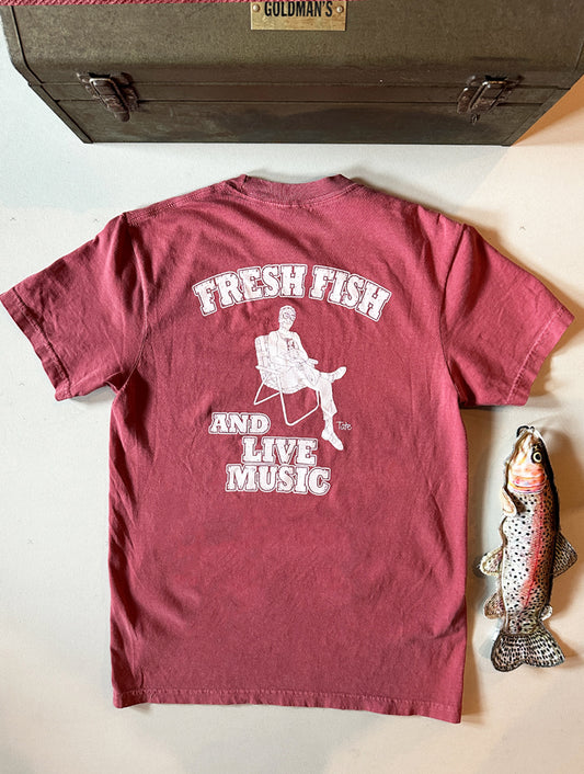 Owen's Fish Camp Logo S/S Tate - Crimson
