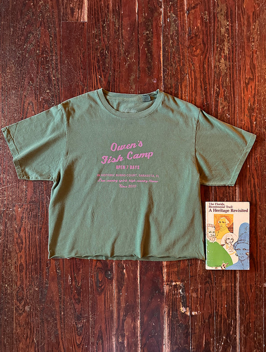 OFC Open 7 Days Womens Cropped Tee - Basil/Pink