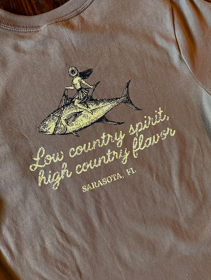 Ruth on Fish Low Country Women's Tee - Latte/Butter